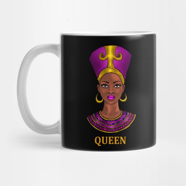 Melanin Queen Nefertiti Afro Black History by dukito